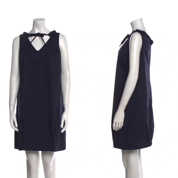 Prada Women’s Shift Sleeveless V-Neck Mini Dress Nautical Navy Blue 38 US 2 - Picture 2 of 13